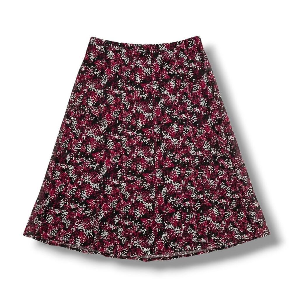 Sag Harbor Woman Floral Print Chiffon Midi A-Line Skirt